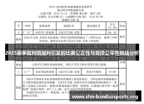 2025赛季裁判错漏判引发的比赛公正性与竞技公平性挑战分析 2025赛季裁判错漏判引发的比赛公正性与竞技公平性挑战分析