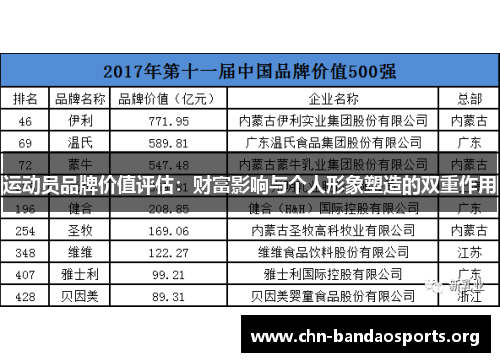 运动员品牌价值评估：财富影响与个人形象塑造的双重作用